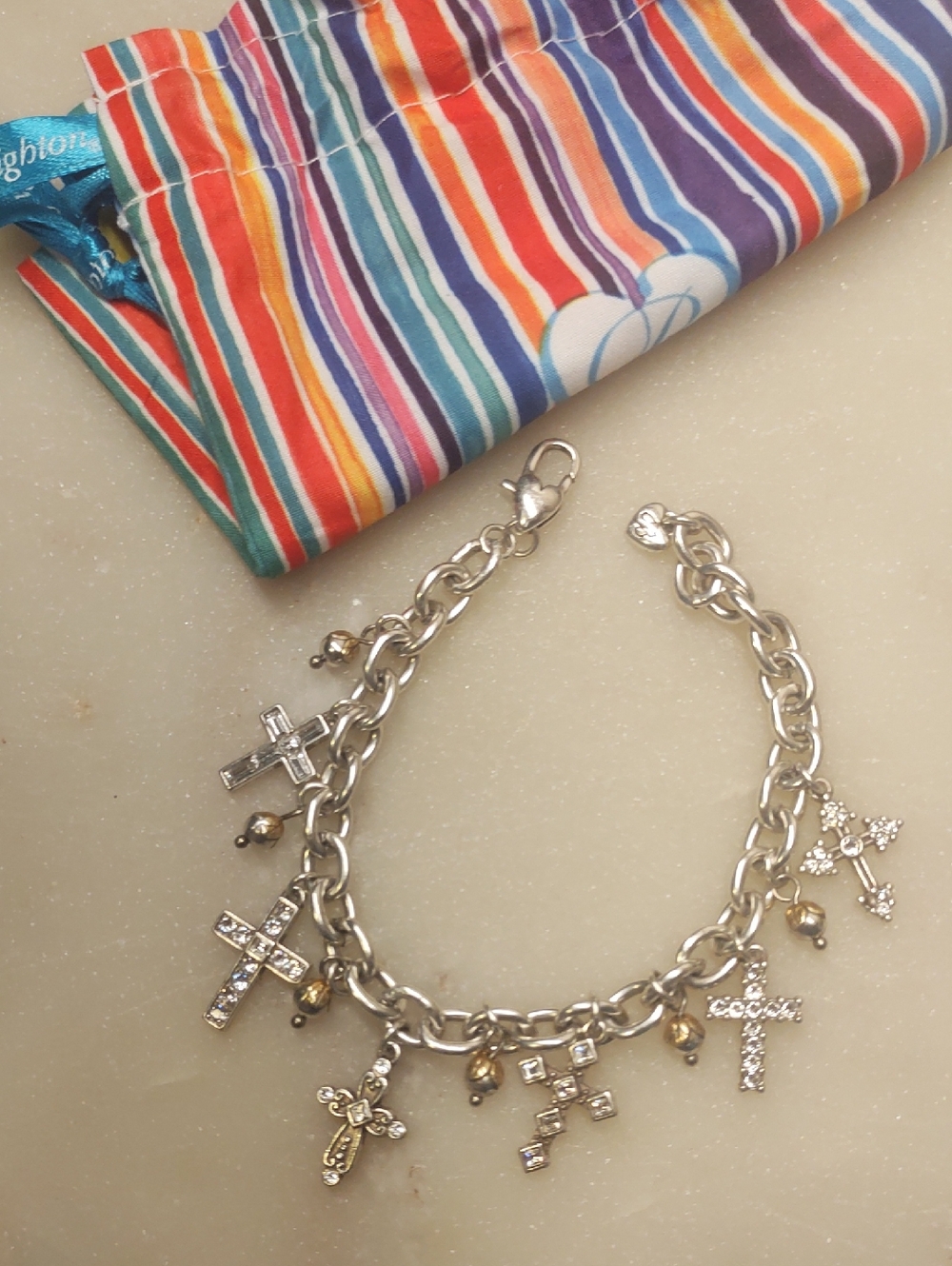 Brighton Sacramento Cross Charm Bracelet Silver Retired - READ!